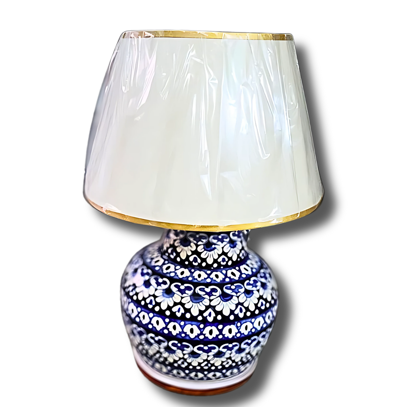 "Handcrafted Blue Pottery Table Lamp