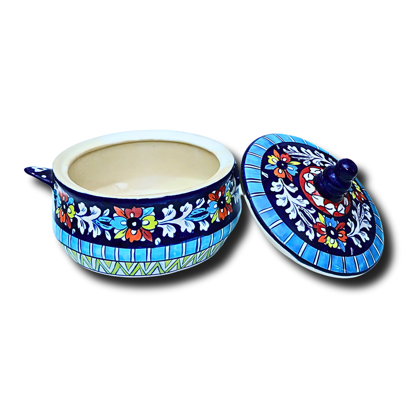 Artisan Floral Hand-Painted Ceramic Casserole