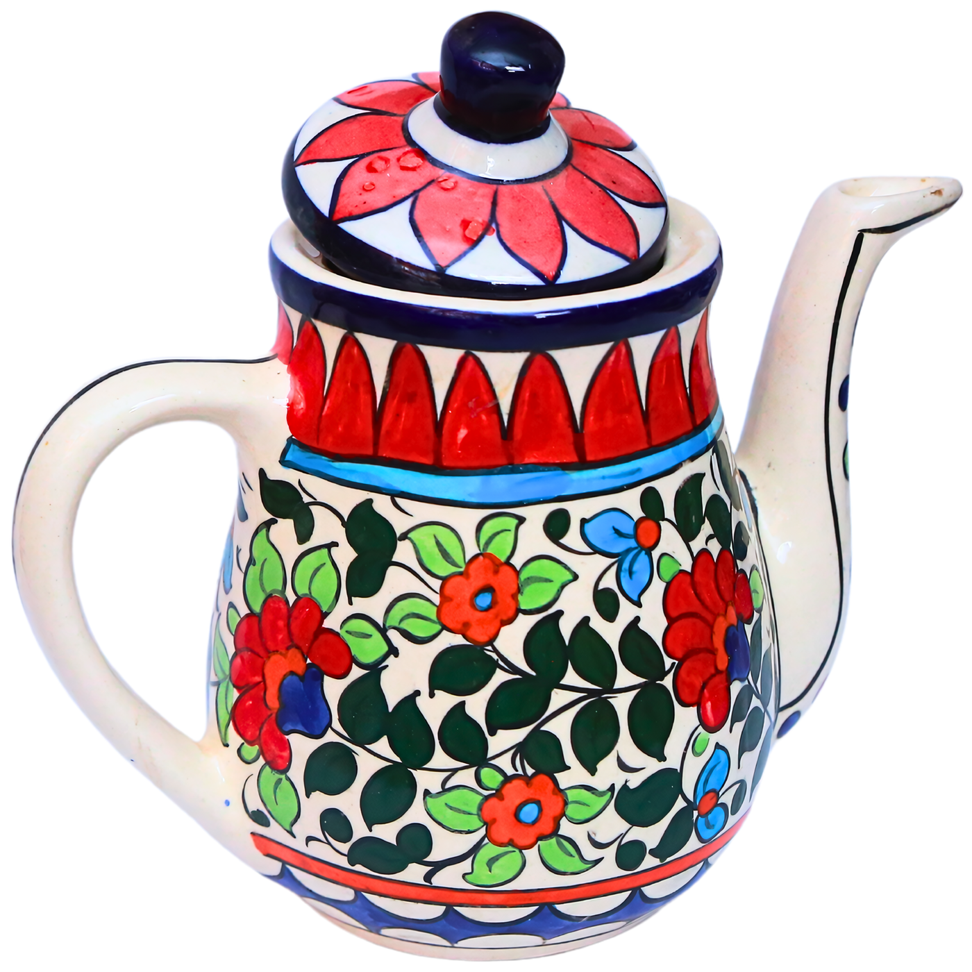 Handcrafted Vibrant Floral Ceramic Teapot - Blue Art by Ustad Alam"