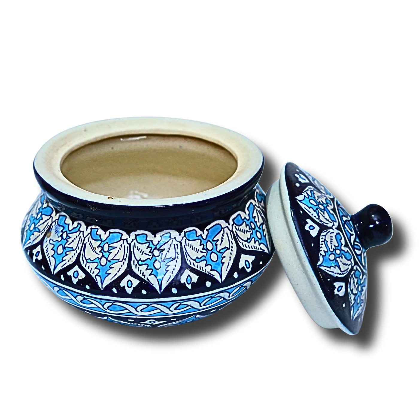 Blue  Hand-Painted Ceramic Casserole